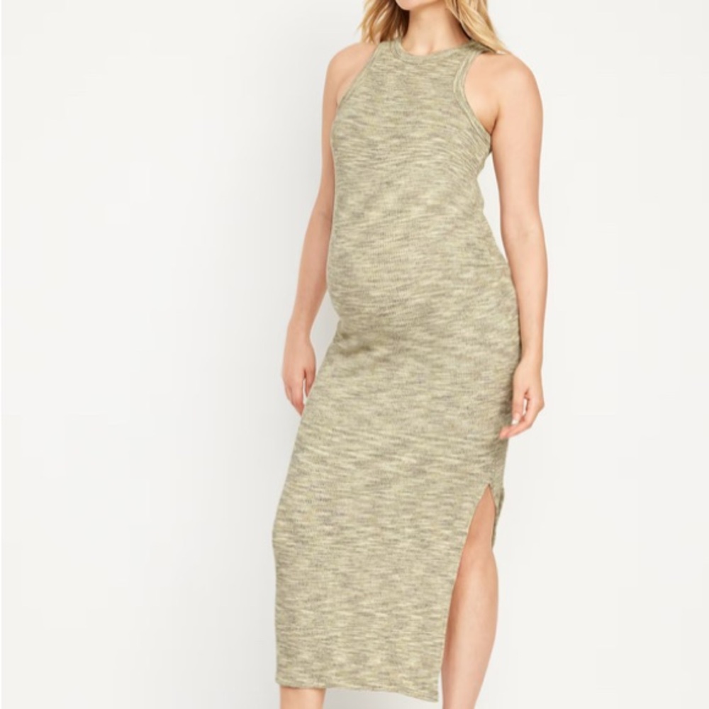 Old Navy Pink and Orange Ribbed Slit Sleeveless Maxi Dress